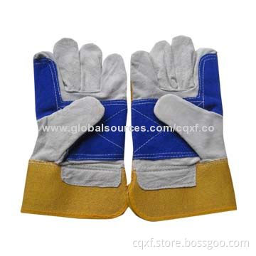 Safety gloves, made of cow split leather, reinforced palm